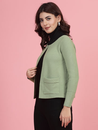 Mafadeny Women Winter Wear Green Short & Stylish Shrug