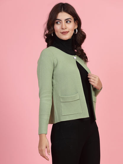 Mafadeny Women Winter Wear Green Short & Stylish Shrug