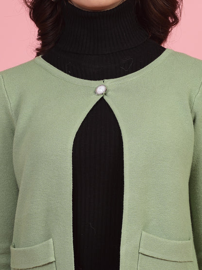 Mafadeny Women Winter Wear Green Short & Stylish Shrug