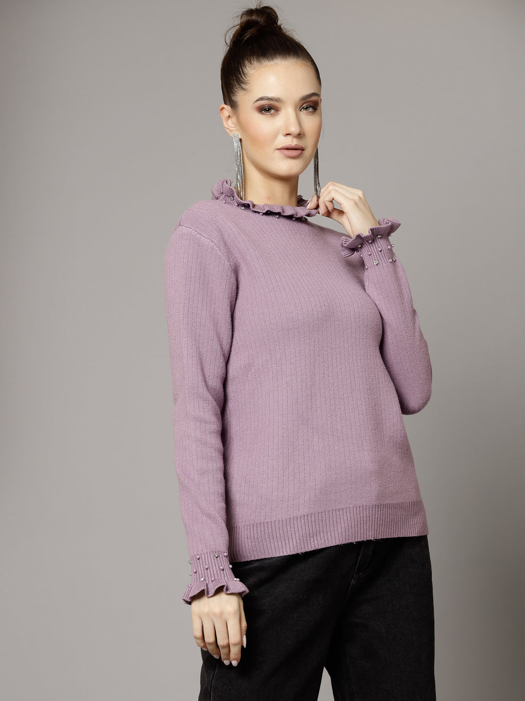 Mafadeny Women Winter Wear Muave Stylished & Cosy Top