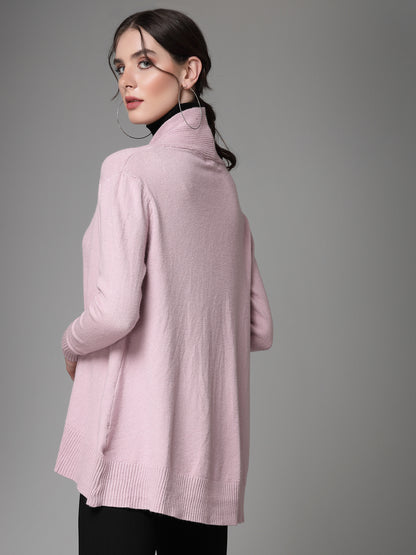 Mafadeny Women Winter Wear Mauve Longline Shrug