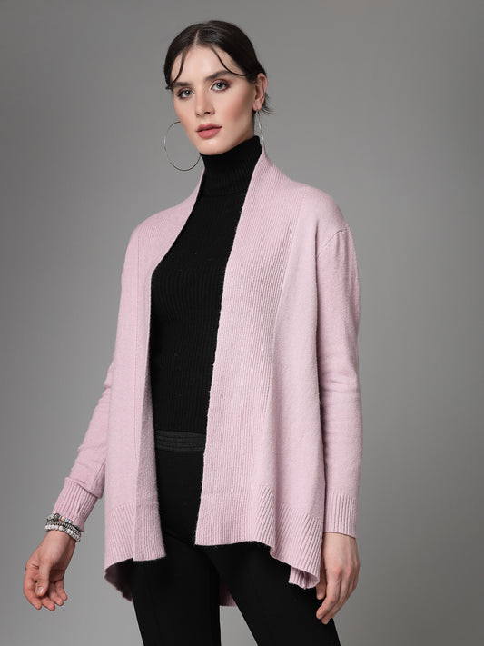 Mafadeny Women Winter Wear Mauve Longline Shrug