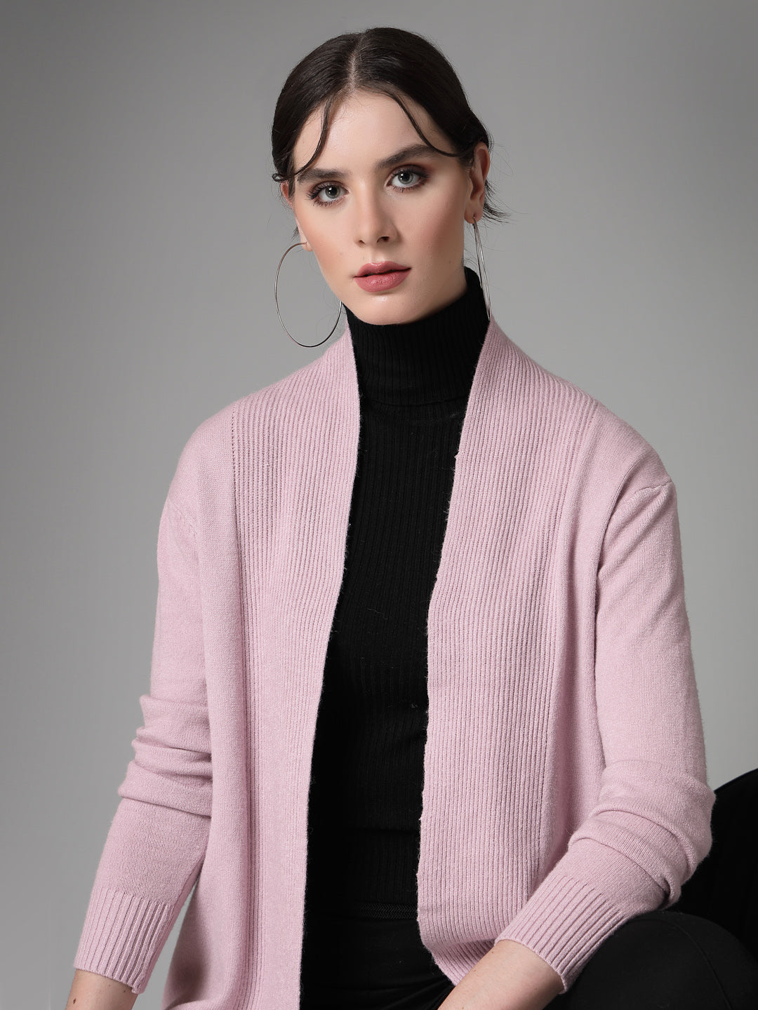 Mafadeny Women Winter Wear Mauve Longline Shrug