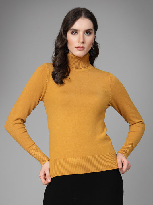 Mafadeny Women Winter wear Musterd High Neck Pullover