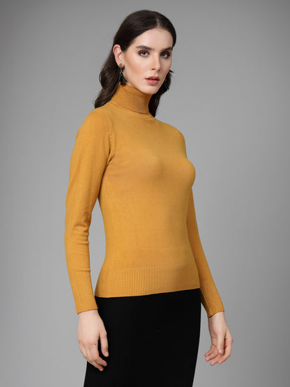 Mafadeny Women Winter wear Musterd High Neck Pullover