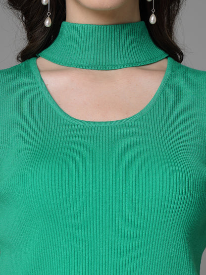 Mafadeny Women Winter Wear Green Pullover