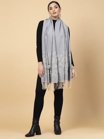 MAFADENY WINTER WRAP GREY STOLE - COZY COMFORT IN SUBTLE ELEGANCE