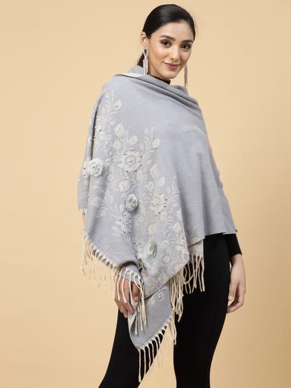 MAFADENY WINTER WRAP GREY STOLE - COZY COMFORT IN SUBTLE ELEGANCE