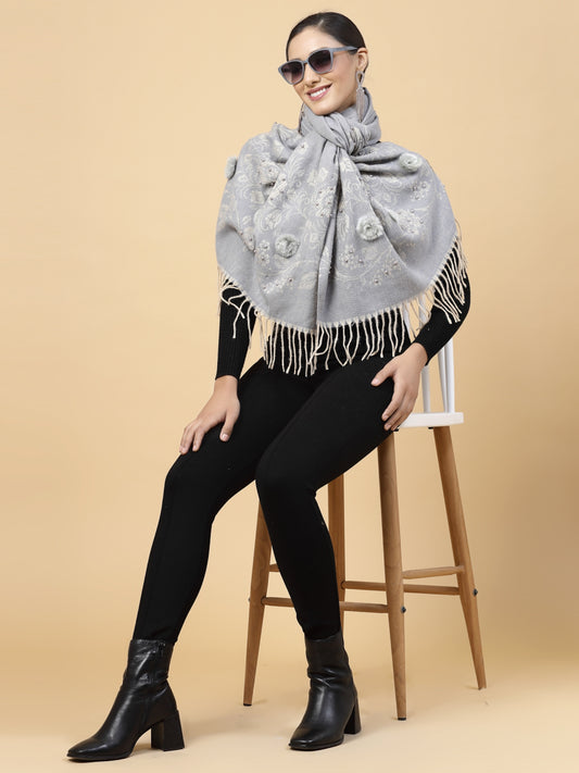 MAFADENY WINTER WRAP GREY STOLE - COZY COMFORT IN SUBTLE ELEGANCE