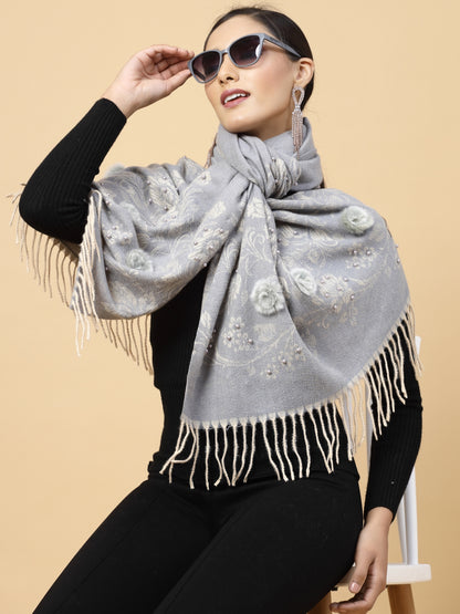 MAFADENY WINTER WRAP GREY STOLE - COZY COMFORT IN SUBTLE ELEGANCE