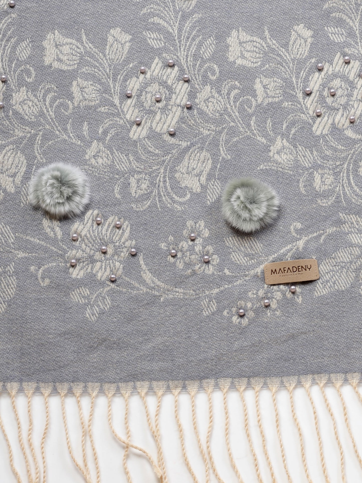 MAFADENY WINTER WRAP GREY STOLE - COZY COMFORT IN SUBTLE ELEGANCE