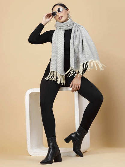 MAFADENY WINTER WRAP GREY STOLE - COZY COMFORT IN SUBTLE ELEGANCE