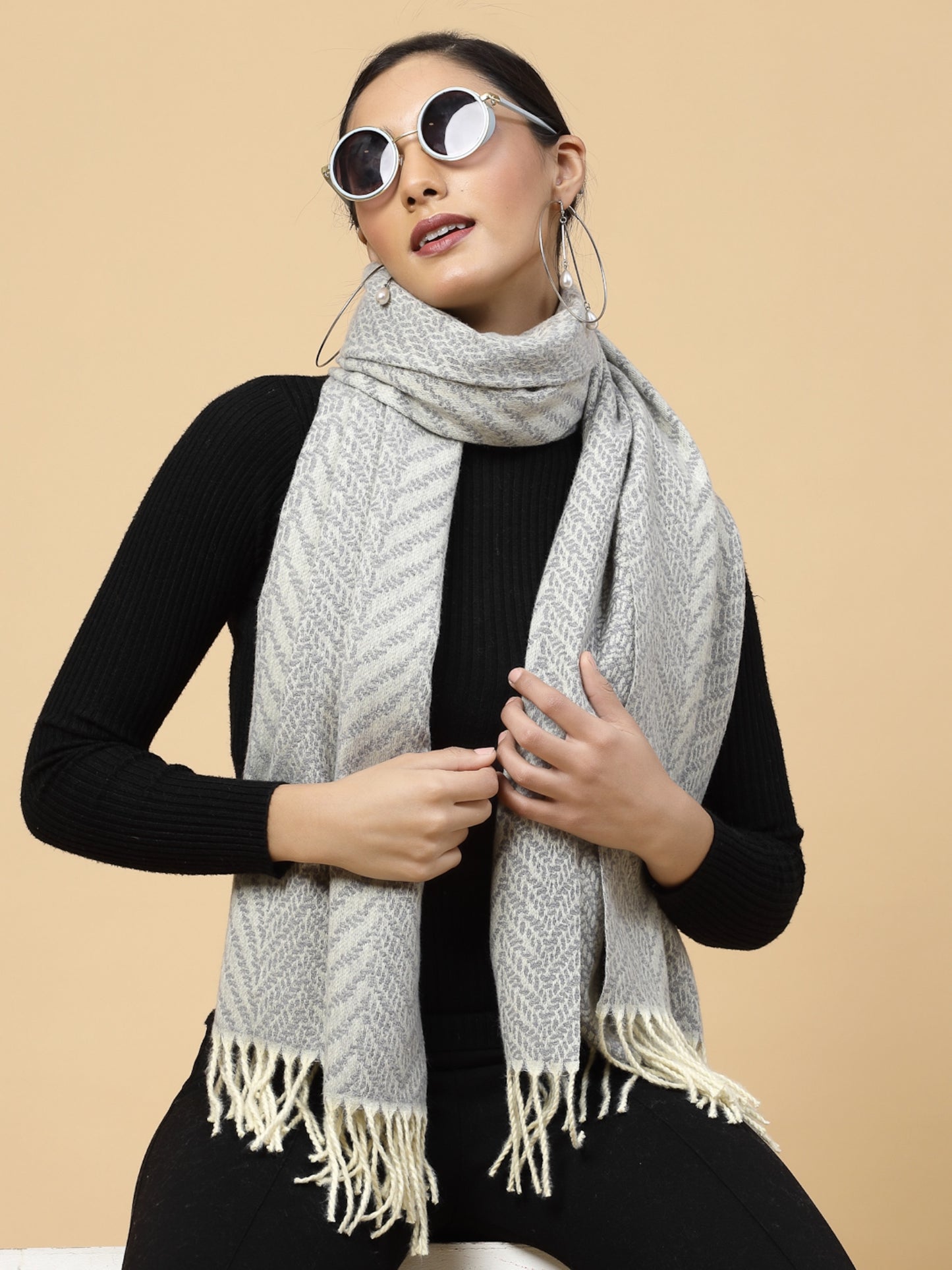 MAFADENY WINTER WRAP GREY STOLE - COZY COMFORT IN SUBTLE ELEGANCE