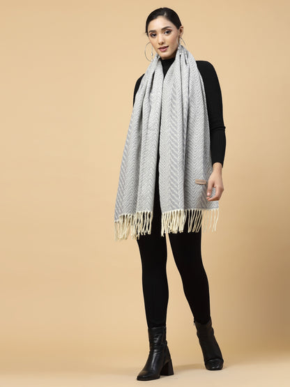 MAFADENY WINTER WRAP GREY STOLE - COZY COMFORT IN SUBTLE ELEGANCE