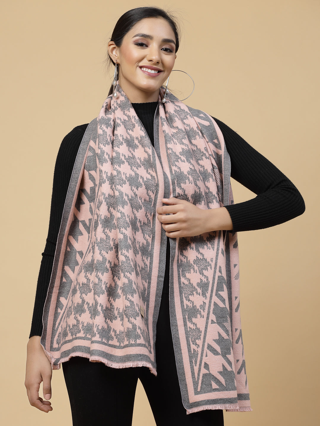 MAFADENY WINTER WRAP PEACH STOLE - COZY COMFORT IN SUBTLE ELEGANCE