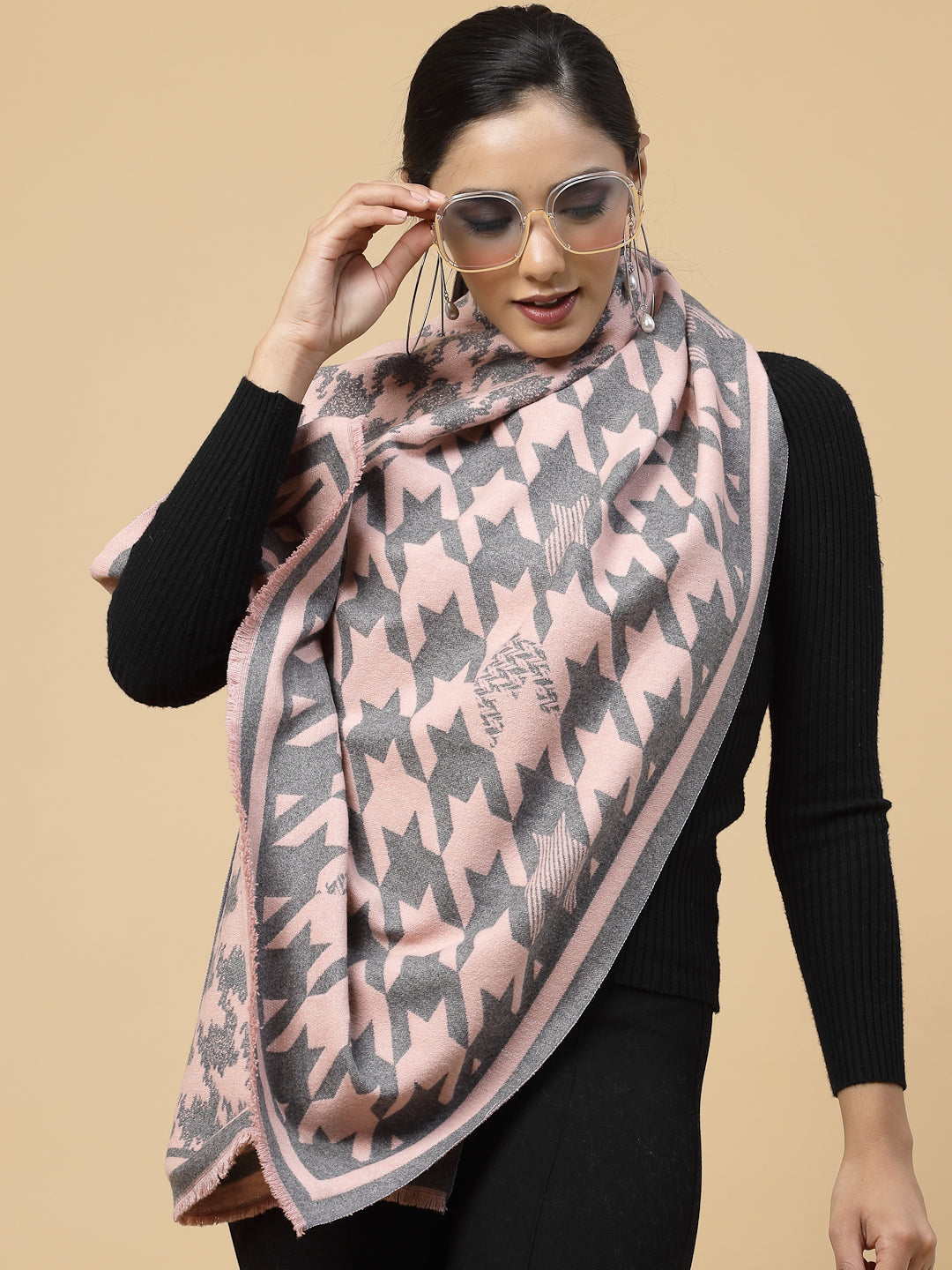 MAFADENY WINTER WRAP PEACH STOLE - COZY COMFORT IN SUBTLE ELEGANCE