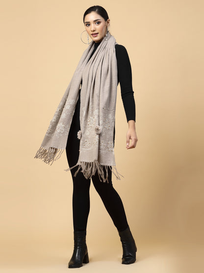 MAFADENY WINTER WRAP KHAKHI STOLE - COZY COMFORT IN SUBTLE ELEGANCE