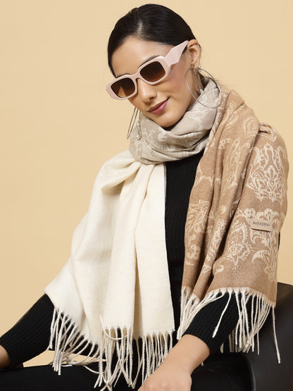 MAFADENY WINTER WRAP BEIGE STOLE - COZY COMFORT IN SUBTLE ELEGANCE