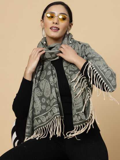 MAFADENY WINTER WRAP GREEN STOLE - COZY COMFORT IN SUBTLE ELEGANCE