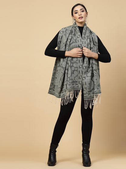 MAFADENY WINTER WRAP GREEN STOLE - COZY COMFORT IN SUBTLE ELEGANCE