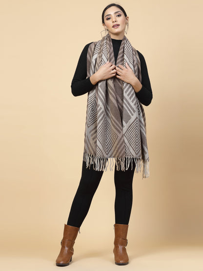 MAFADENY WINTER WRAP BROWN STOLE - COZY COMFORT IN SUBTLE ELEGANCE