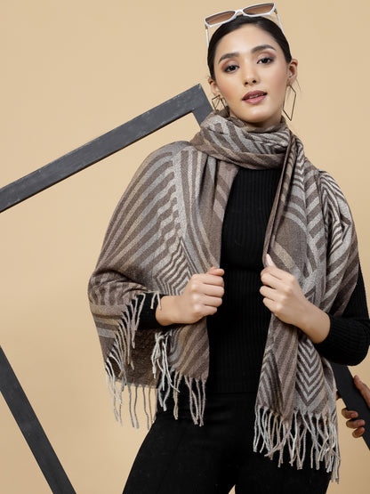 MAFADENY WINTER WRAP BROWN STOLE - COZY COMFORT IN SUBTLE ELEGANCE