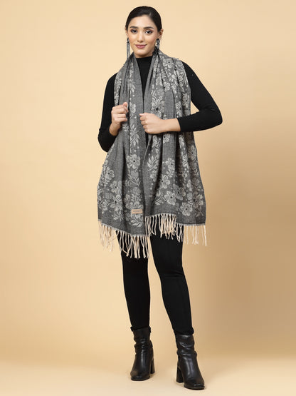 MAFADENY WINTER WRAP GREY STOLE - COZY COMFORT IN SUBTLE ELEGANCE