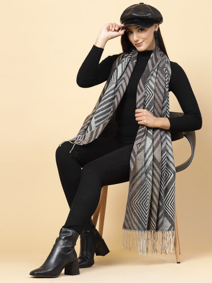 MAFADENY WINTER WRAP GREY STOLE - COZY COMFORT IN SUBTLE ELEGANCE