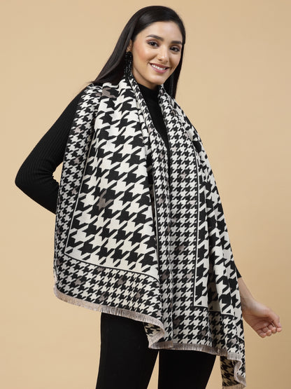 MAFADENY WINTER WRAP BLACK STOLE - COZY COMFORT IN SUBTLE ELEGANCE