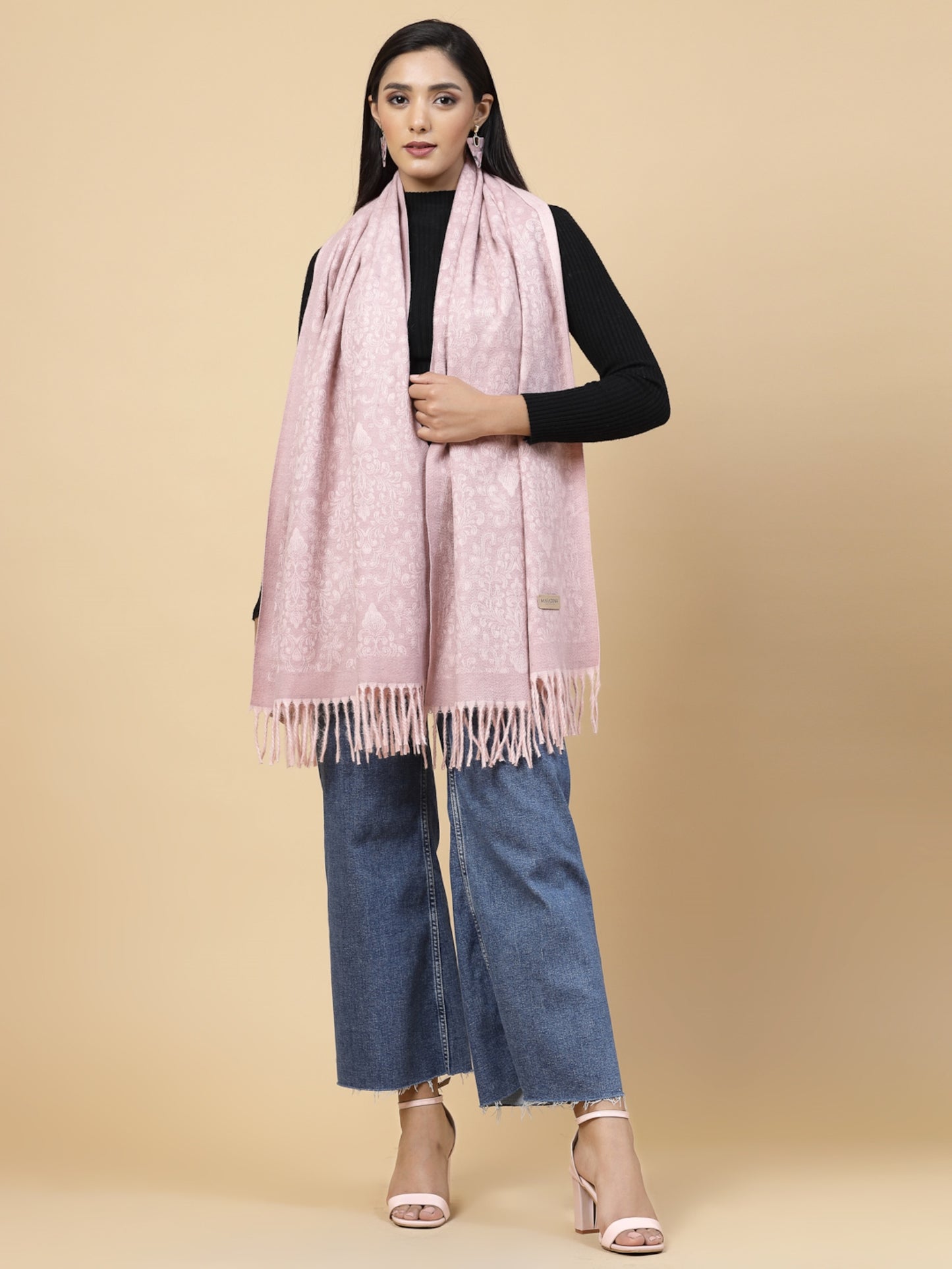 MAFADENY WINTER WRAP PINK STOLE - COZY COMFORT IN SUBTLE ELEGANCE