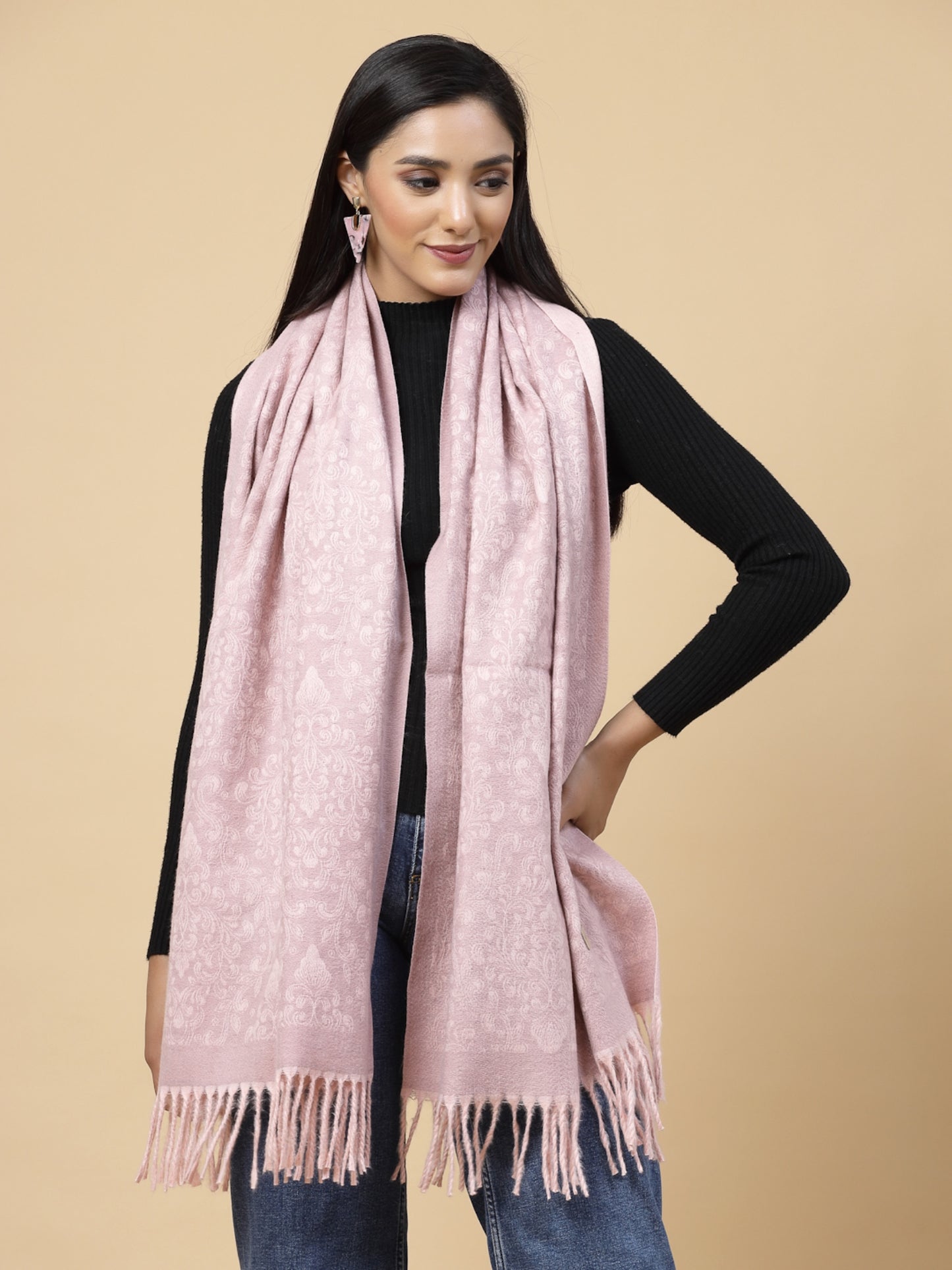 MAFADENY WINTER WRAP PINK STOLE - COZY COMFORT IN SUBTLE ELEGANCE