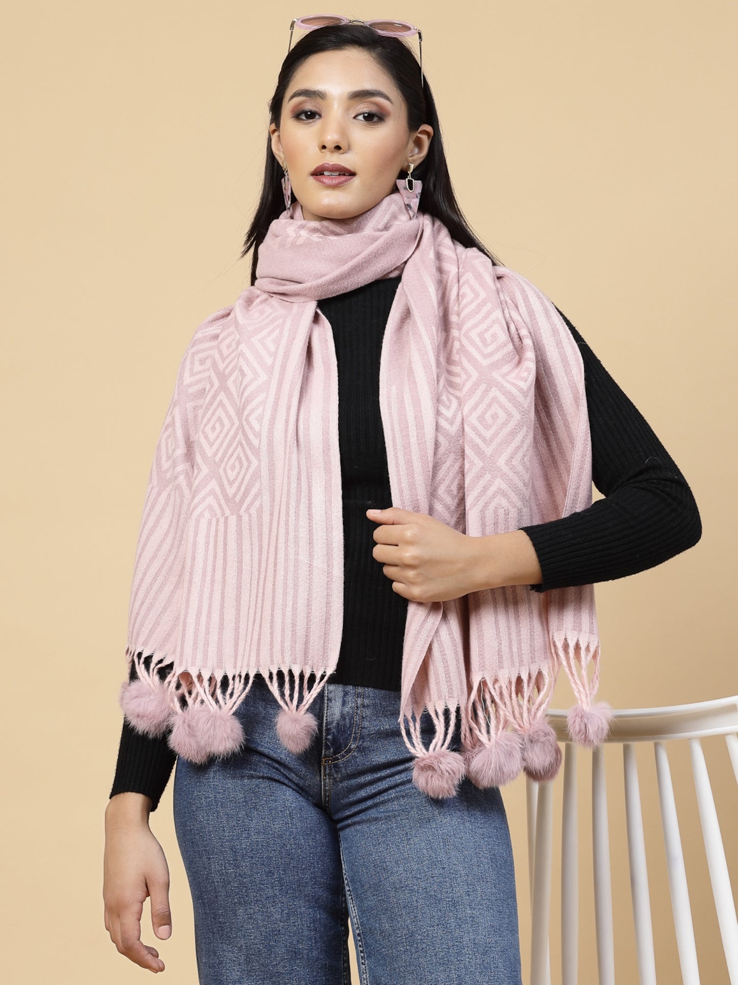 MAFADENY WINTER WRAP PINK STOLE - COZY COMFORT IN SUBTLE ELEGANCE