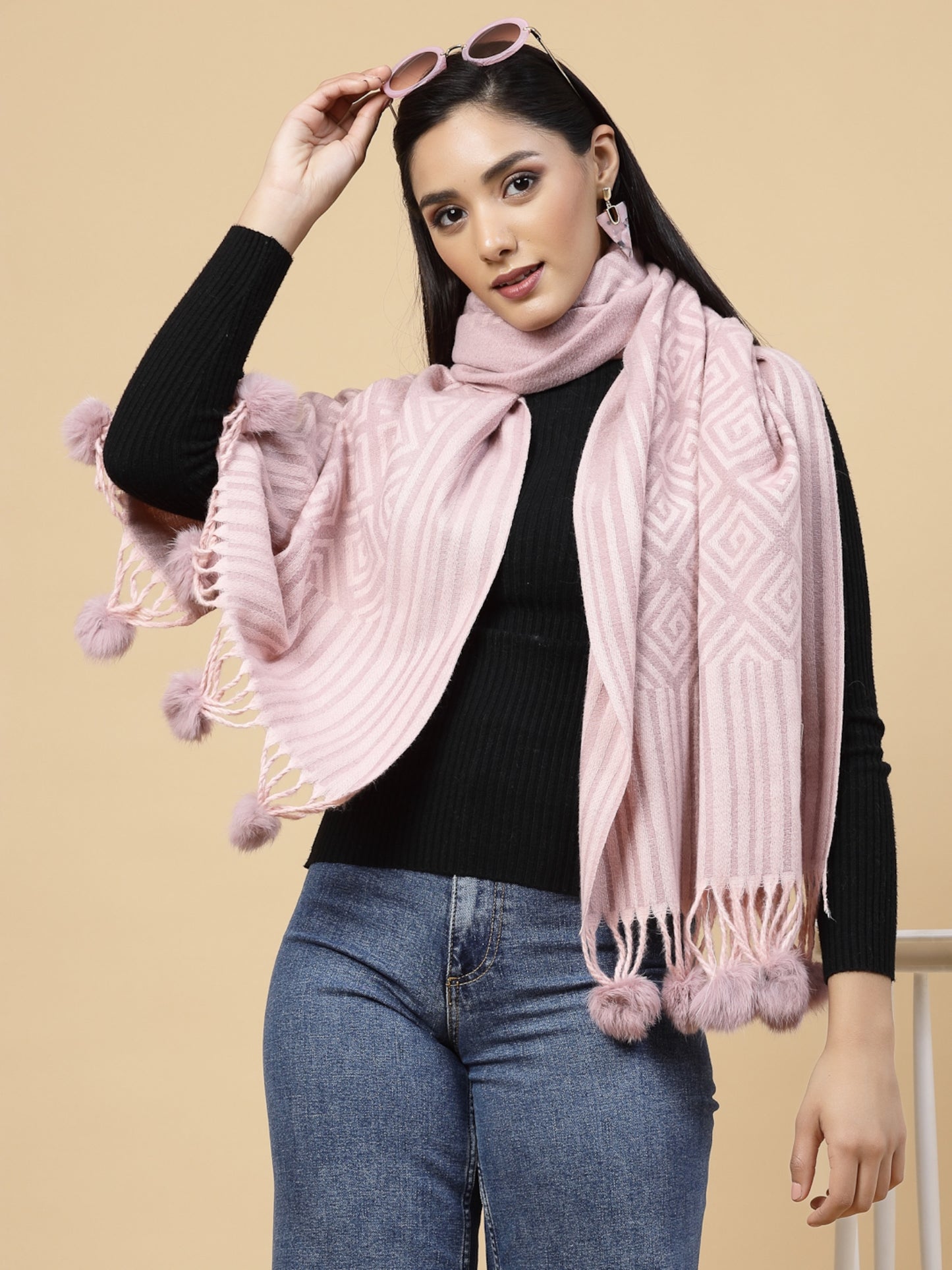 MAFADENY WINTER WRAP PINK STOLE - COZY COMFORT IN SUBTLE ELEGANCE