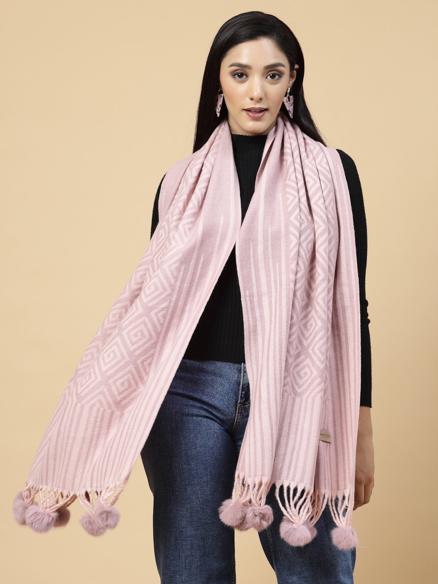 MAFADENY WINTER WRAP PINK STOLE - COZY COMFORT IN SUBTLE ELEGANCE