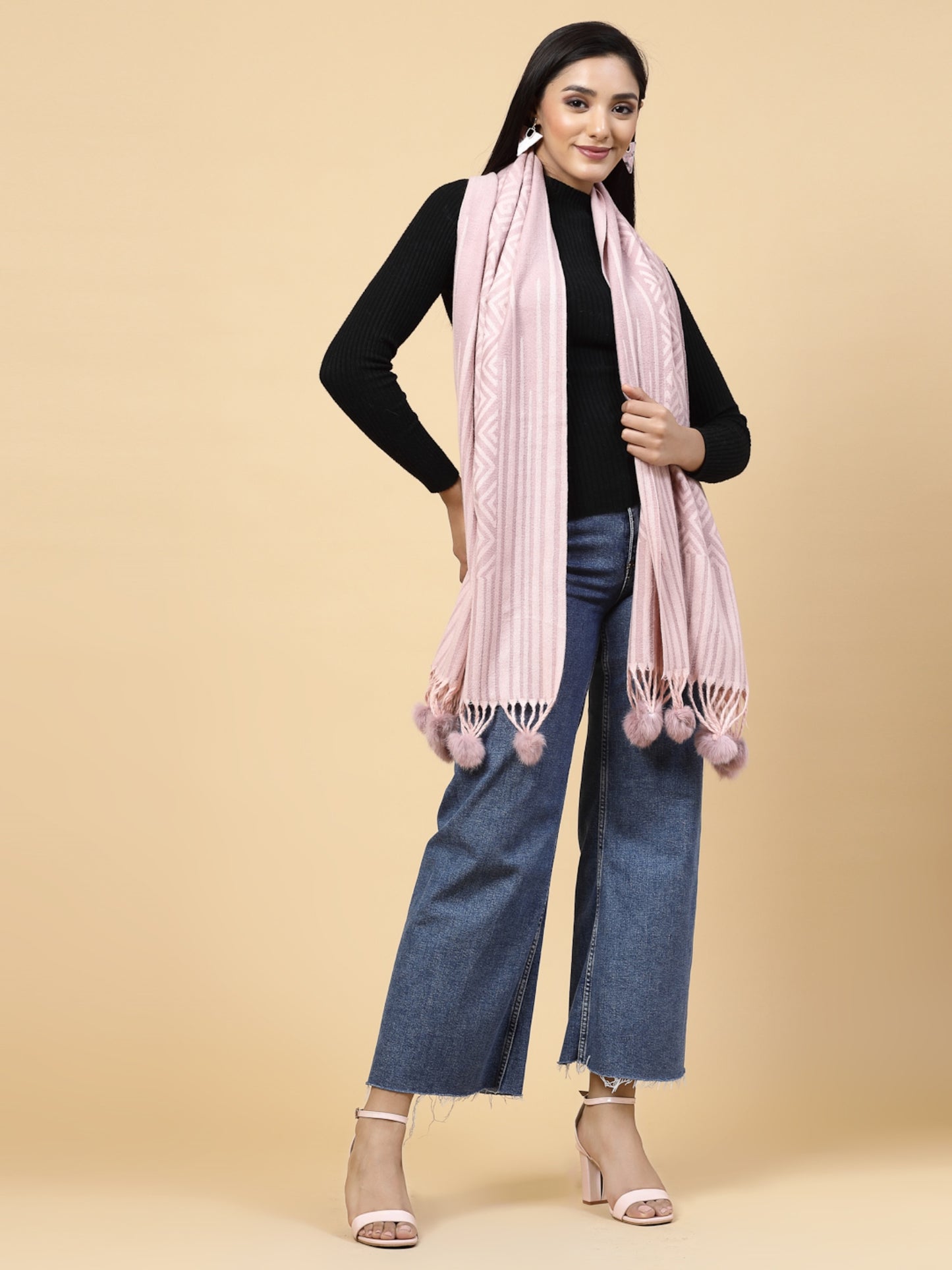 MAFADENY WINTER WRAP PINK STOLE - COZY COMFORT IN SUBTLE ELEGANCE