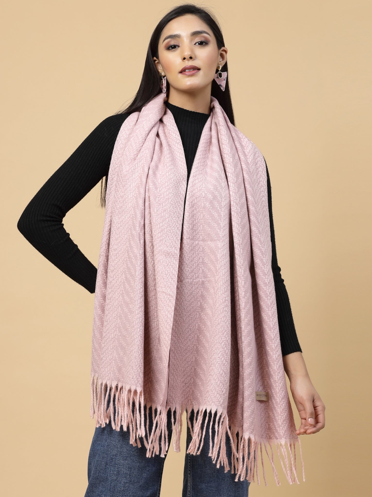 MAFADENY WINTER WRAP PINK STOLE - COZY COMFORT IN SUBTLE ELEGANCE