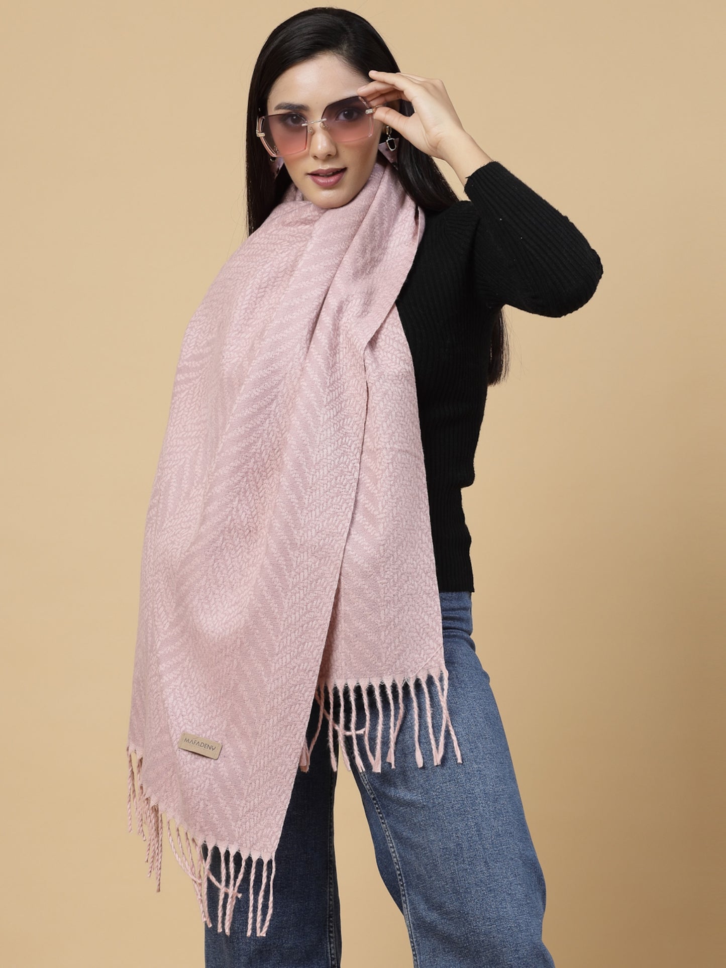 MAFADENY WINTER WRAP PINK STOLE - COZY COMFORT IN SUBTLE ELEGANCE