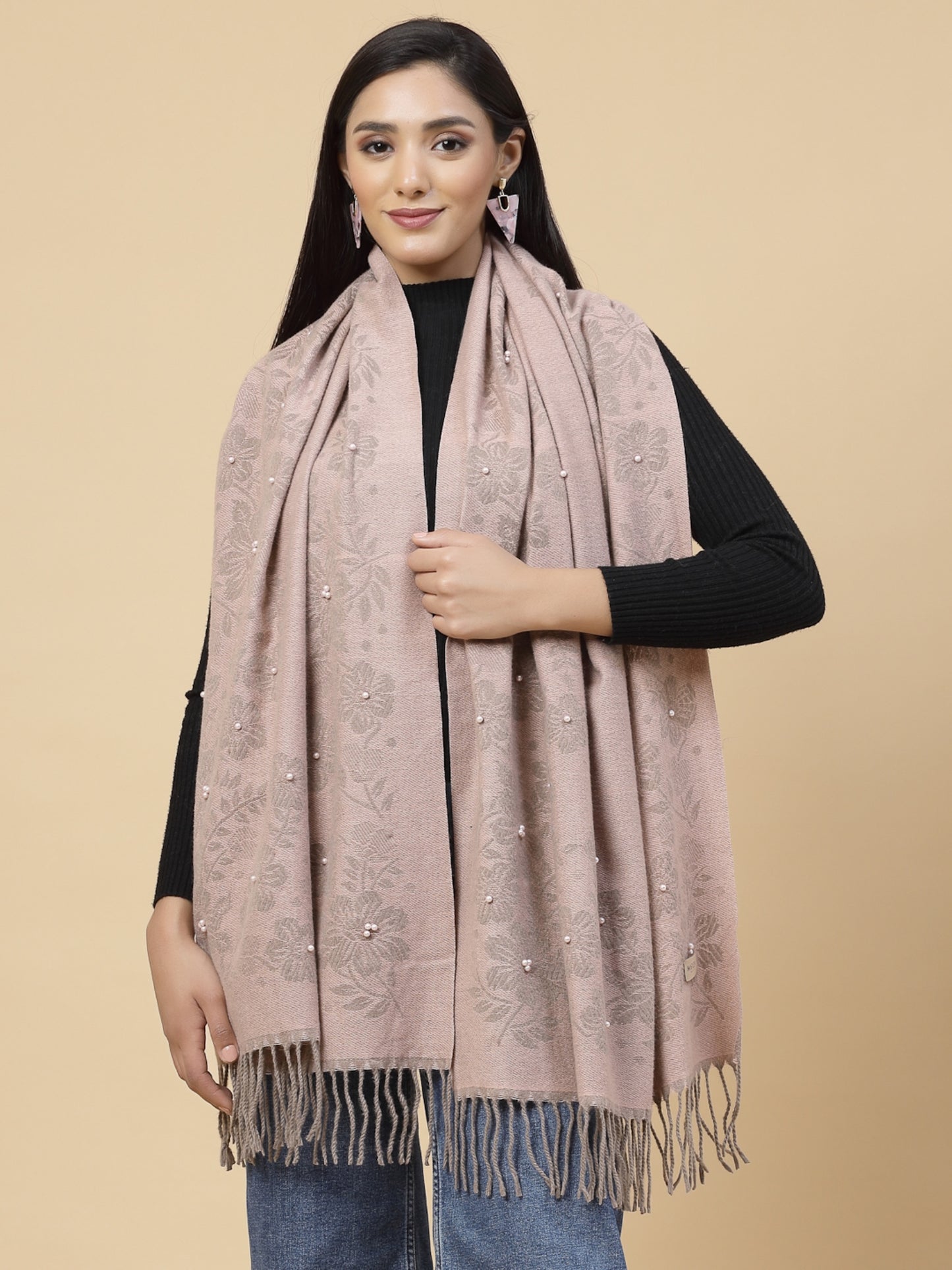 MAFADENY WINTER WRAP PEACH STOLE - COZY COMFORT IN SUBTLE ELEGANCE