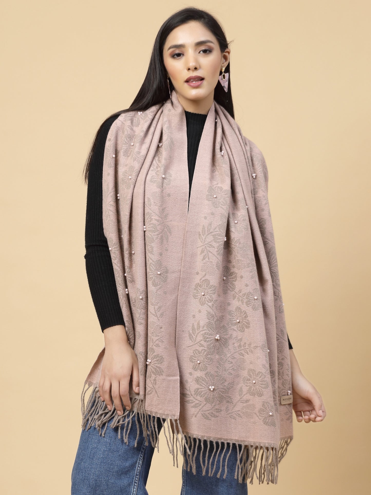 MAFADENY WINTER WRAP PEACH STOLE - COZY COMFORT IN SUBTLE ELEGANCE