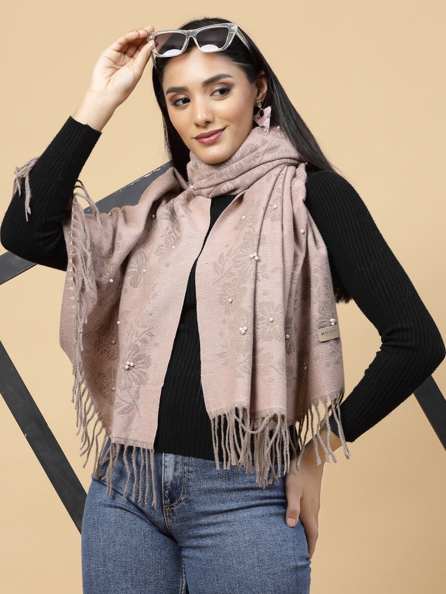 MAFADENY WINTER WRAP PEACH STOLE - COZY COMFORT IN SUBTLE ELEGANCE