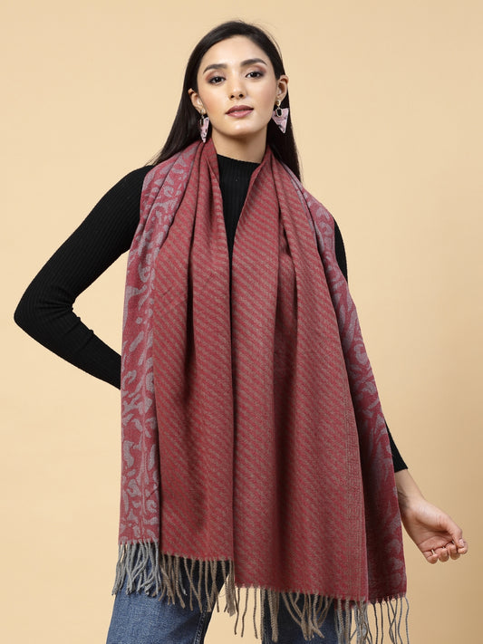 MAFADENY WINTER WRAP MEHROON STOLE - COZY COMFORT IN SUBTLE ELEGANCE