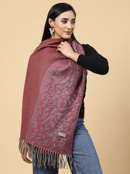 MAFADENY WINTER WRAP MEHROON STOLE - COZY COMFORT IN SUBTLE ELEGANCE