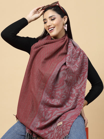 MAFADENY WINTER WRAP MEHROON STOLE - COZY COMFORT IN SUBTLE ELEGANCE