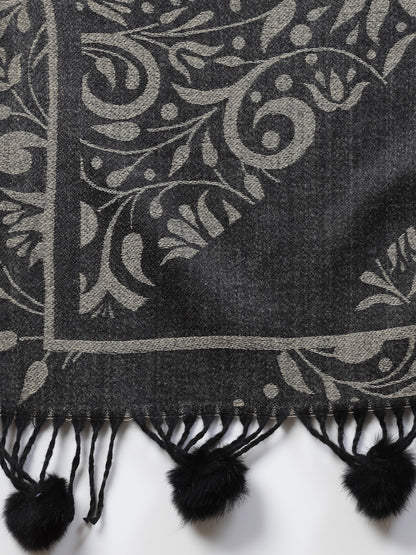 MAFADENY WINTER WRAP BLACK STOLE - COZY COMFORT IN SUBTLE ELEGANCE