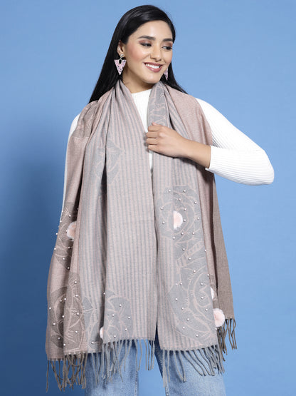 MAFADENY WINTER WRAP PEACH STOLE - COZY COMFORT IN SUBTLE ELEGANCE