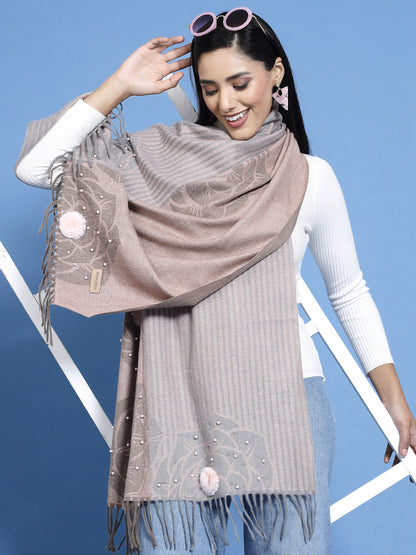 MAFADENY WINTER WRAP PEACH STOLE - COZY COMFORT IN SUBTLE ELEGANCE