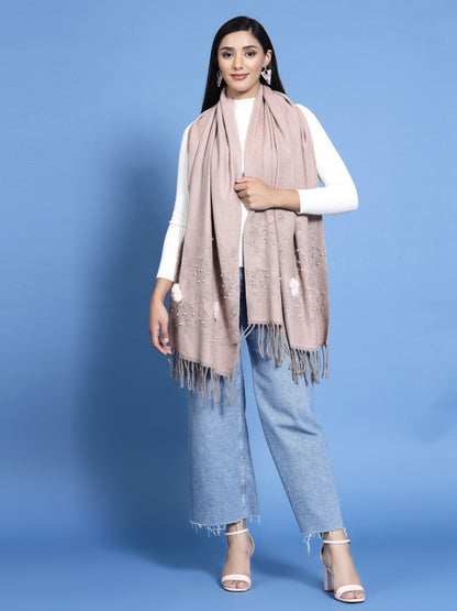 MAFADENY WINTER WRAP PEACH STOLE - COZY COMFORT IN SUBTLE ELEGANCE