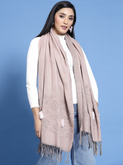 MAFADENY WINTER WRAP PEACH STOLE - COZY COMFORT IN SUBTLE ELEGANCE