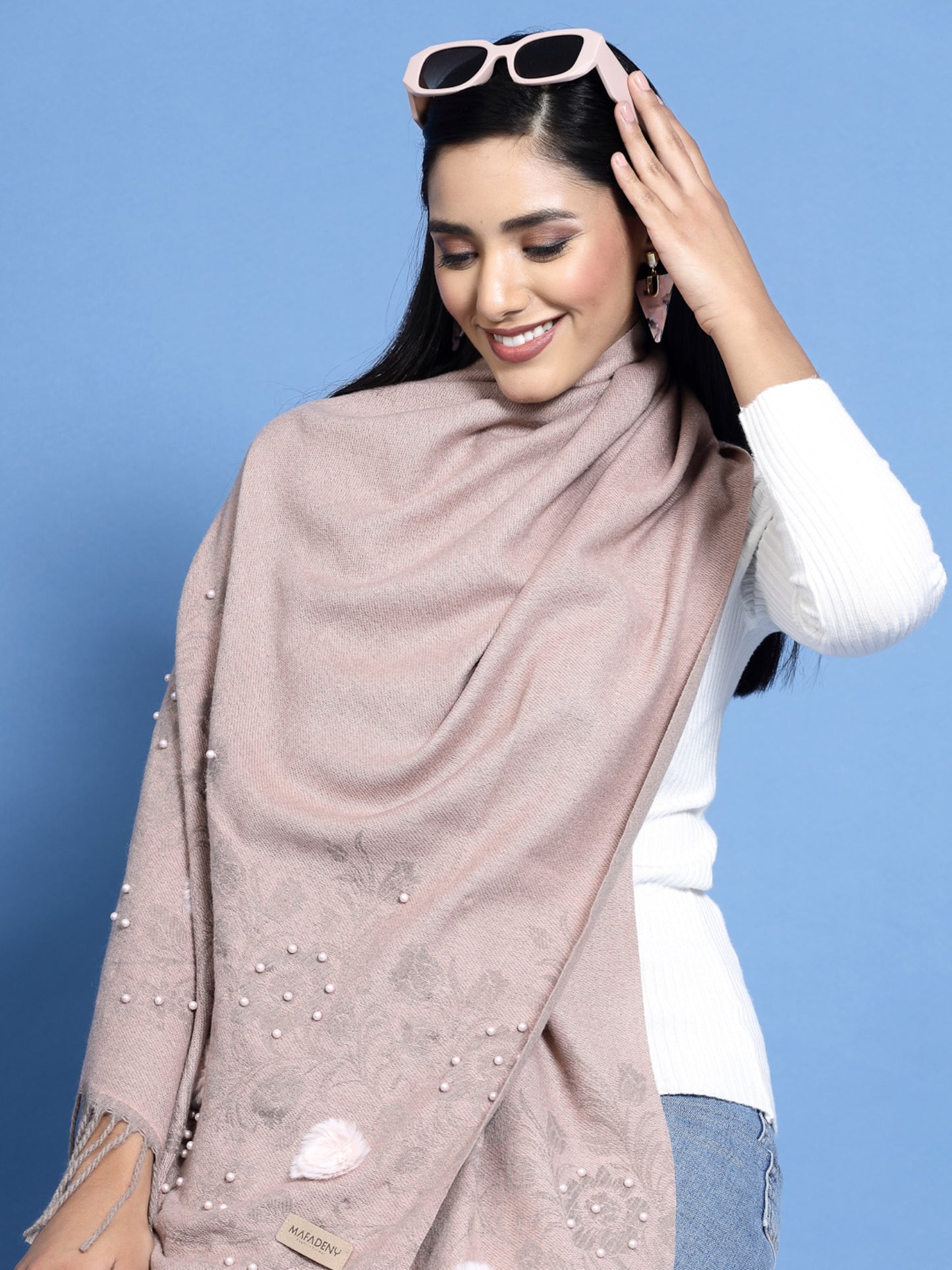 MAFADENY WINTER WRAP PEACH STOLE - COZY COMFORT IN SUBTLE ELEGANCE