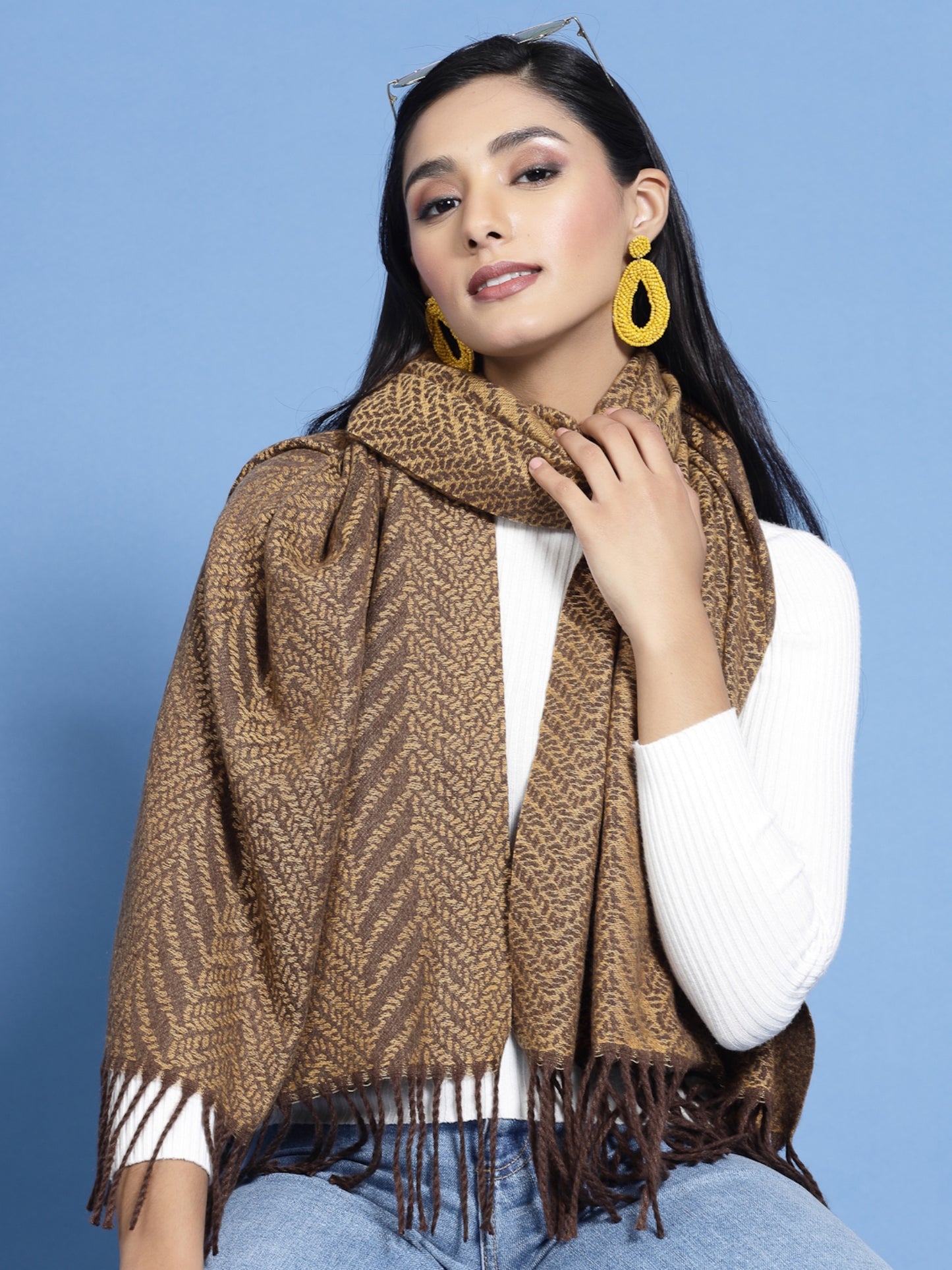 MAFADENY WINTER WRAP MUSTERD STOLE - COZY COMFORT IN SUBTLE ELEGANCE